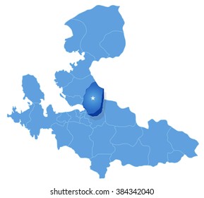 Map of Izmir with each administrative district where Bornova is pulled out