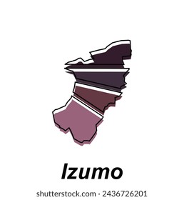 map of Izumo brown color, high detailed illustration design template