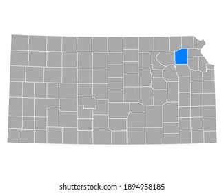 Map of Jackson in Kansas on white