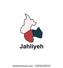 Map of Jahliyeh vector design template, World Map International vector template with outline graphic sketch style isolated on white background