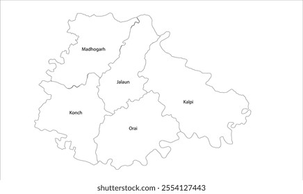 Map of jalaun District Block, Jalaun District,  Uttar Pradesh State, Republic of India, Government of  Uttar Pradesh , Indian territory, Eastern India, politics, village, tourism