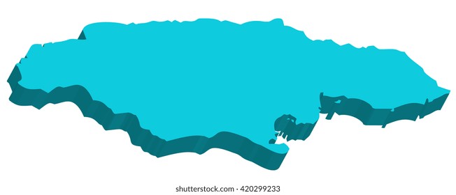 A map of Jamaica 3D on white background