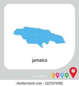 Map of jamaica abstract corlor blue on white background.frame.vecter illustration eps 10.