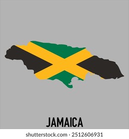 map of Jamaica with flag, vector illustration