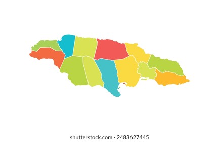 Map of Jamaica isolated modern colorful style. for website layouts, background, education, precise, customizable, Travel worldwide, map silhouette backdrop, earth geography, political, reports. 