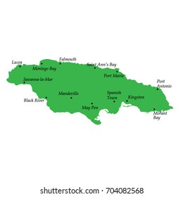 Map Jamaica Main Cities Stock Vector (Royalty Free) 704082568 ...