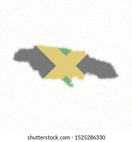 Map of Jamaica. Mosaic style map with flag of Jamaica. Memorable vector illustration.