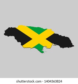 Map of Jamaica with national flag. Vector Illustration