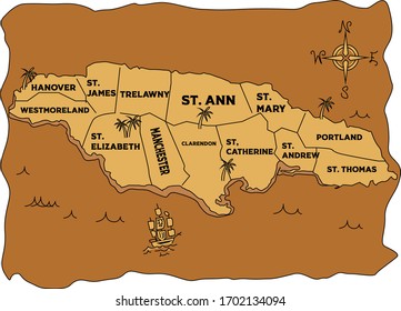 Diseño Del Mapa Del Pirata De Jamaica