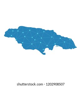 Map of Jamaica from Polygonal wire frame low poly mesh,Jamaica map Vector Illustration EPS10.