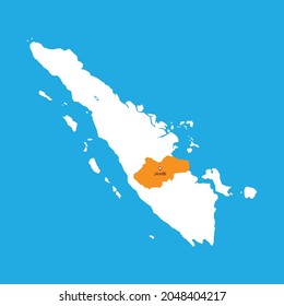 Map of Jambi in Sumatera Island with location icon