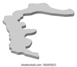 Map - Jammu and Kashmir (Pakistan) - 3D-Illustration