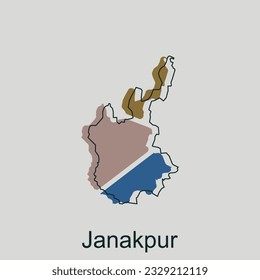 Map of Janakpur geometric outline illustration design, country of Nepal map vector design template
