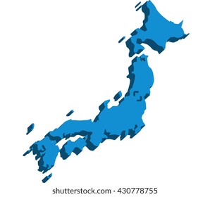 A map of Japan 3D on white background