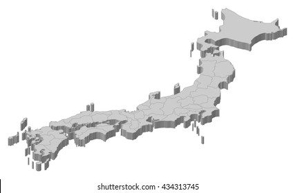 Map - Japan - 3D-Illustration