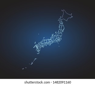 Map of Japan - Abstract mash line and point scales on circuit dark background. symbol for your web site design map logo, app, ui,Travel. Vector illustration eps 10.