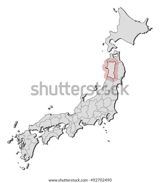 Map Japan Akita Stock Vector (Royalty Free) 492702490