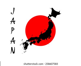 Map of Japan. Black silhouette. Vector illustration