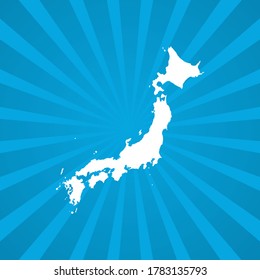 Karte von Japan blauer Comic Popart Vektorgrafik.
