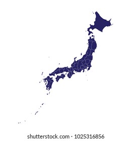 Map of Japan - Blue Geometric Rumpled Triangular , Polygonal Design For Your . An Illustration of a colourfully filled outline of Japan, Vector illustration eps 10.