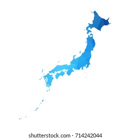 Map of Japan - Blue Geometric Rumpled Triangular , Polygonal Design For Your . Vector illustration eps 10.