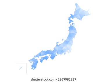 Map of Japan. Blue gradient polygon pattern. Vector illustration. 