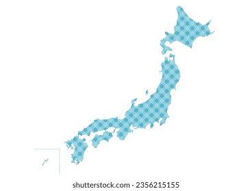 Map of Japan. Blue snow pattern on white background. Vector illustration. Simple design.