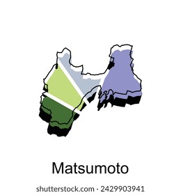 Map Japan Country With City of Matsumoto, Logo Design Outline template for your company
