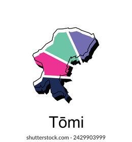 Map Japan Country With City of Tomi, Logo Design Outline template for your company