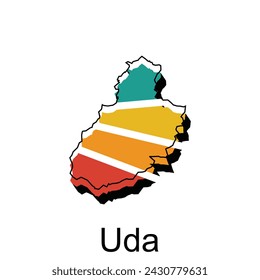 Map Japan Country With City of Uda, geometric logo design element