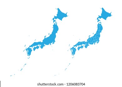 Map - Japan Couple Set , Map of Japan,Vector illustration eps 10.