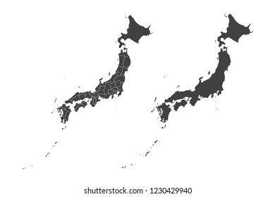 Map - Japan Couple Set , Map of Japan,Vector illustration eps 10.
