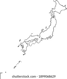 A map of Japan drawn with crayons. Created with vector data.