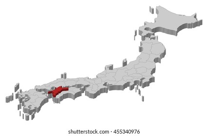 Map - Japan, Ehime - 3D-Illustration