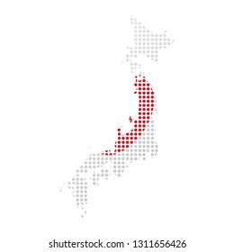Map of Japan with flag. Pointillism style. Vector illustration design