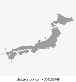 Map  of the Japan in gray on a white background