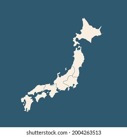 Mapa de Japón en alta resolución aislado en azul. Las líneas de malla y los puntos forman un mapa de Japón.