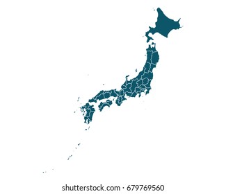 Map of Japan - High detailed on white background. Abstract design vector illustration eps 10.