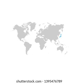 The map of Japan is highlighted in blue on the world map