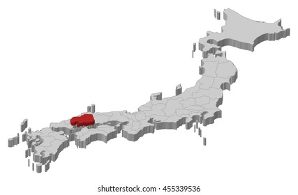 Map - Japan, Hiroshima - 3D-Illustration
