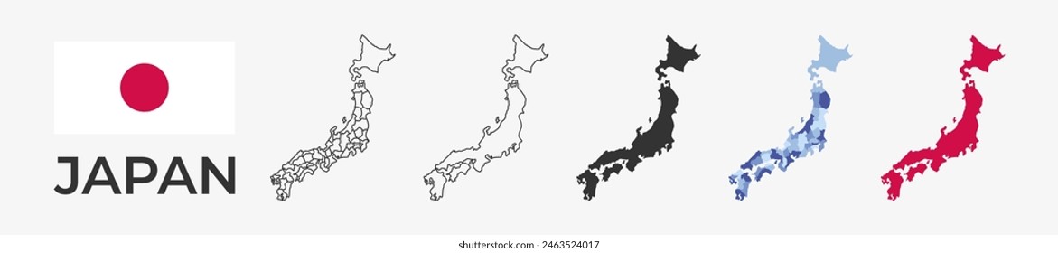 Map of Japan icons. Vector illustration.