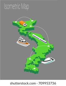 Map Japan isometric concept. 3d flat illustration of Map Japan.