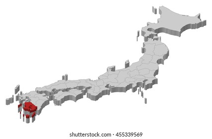 Map - Japan, Kagoshima - 3D-Illustration