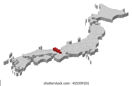Map - Japan, Kyoto - 3D-Illustration