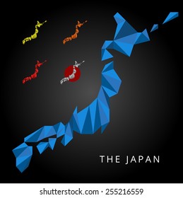 Map of Japan in low poly design style
