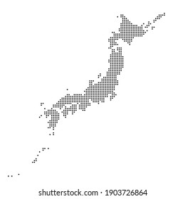 Map of Japan made of round dots. “black”
