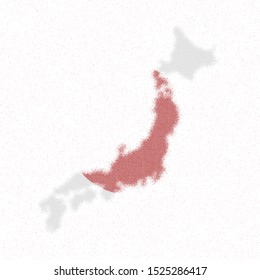 Map of Japan. Mosaic style map with the flag of Japan. Mind-blowing vector illustration.