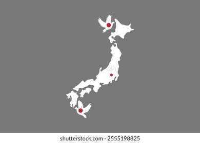 Map of Japan with the national flag of Japan, Japan flag vector graphic, Japan country flag is a symbol of freedom, vector illustration
