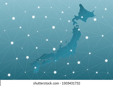 Map of Japan. Network and business image. Vector illustration.