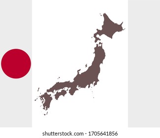 Map of Japan on background with flag